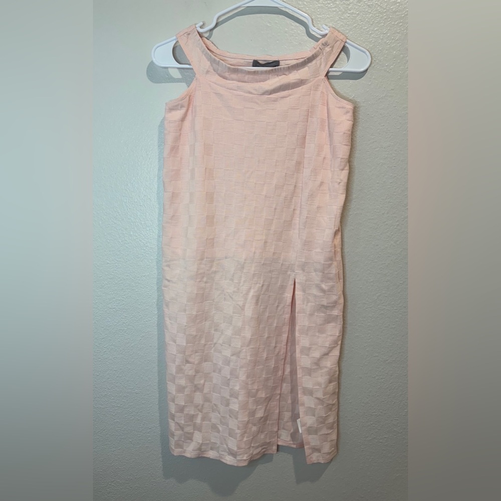 Urban Outfitters NWT‎ Light Pink Sleeveless Checkered High Neck Dress Size S